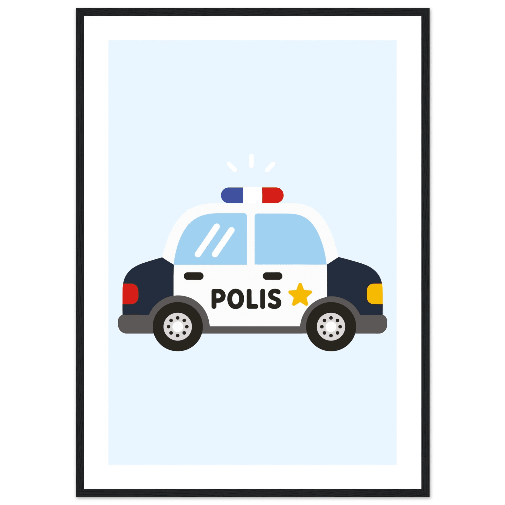 Polisbil Poster-50x70 cm / 20x28″ / Med ram / Svart
