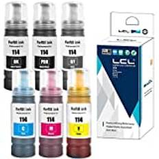 LCL 114 Bläckflaska Ersättning för Epson 114 Bläckpåfyllningsflaska Multipack Kompatibel med EPSON ECOTANK ET-8500 ET-8550 (6-pack KPBCMYGY)