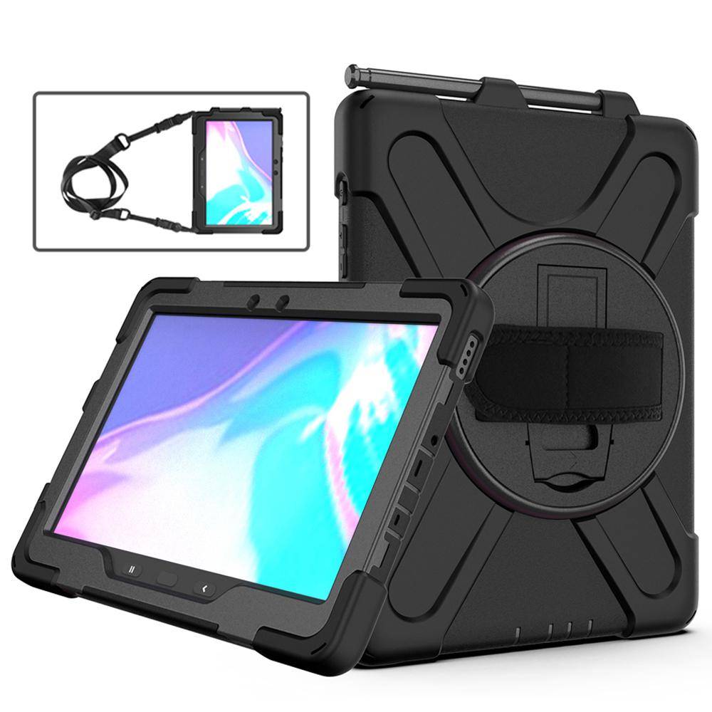 10.1'' Tablettfodral för Tab Active5/Active4 Pro för Samsung Galaxy Tab Active 5/4 Pro Fodral X350/T636/T540 Fodral med Stöd Silikonskal svart