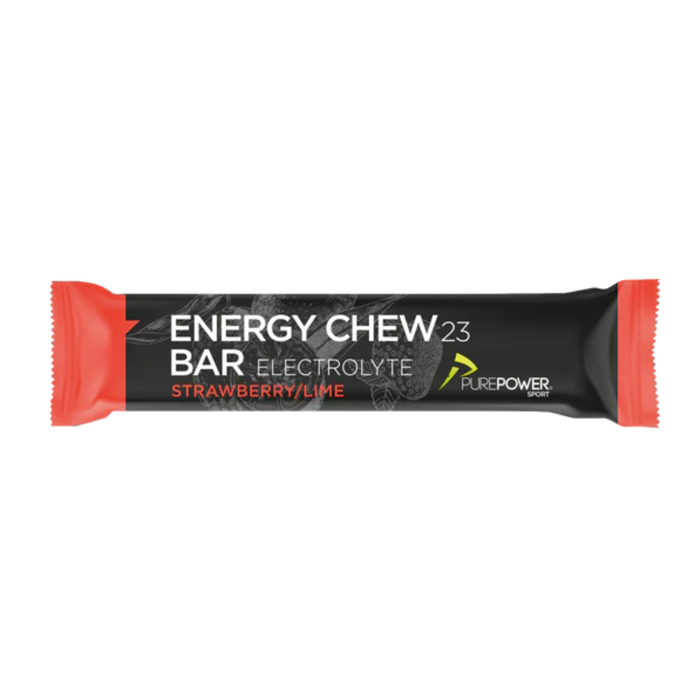 Purepower Energy Chew Bar Elektrolyt Jordbær/Lime - Cykeltilbehør