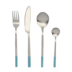 Bestick DKD Home Decor Blå Silvrig Rostfritt stål 16 Delar