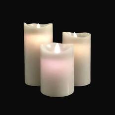 LED blok stearinlys - 3 stk. - 12/15/17 cm - m/3D flamme - (Flere farver) (farver: Grå)