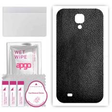 apgo Protective Skin Sticker for the back compatible with Samsung Galaxy S4 i9500, Wrap Film, Foil, Vinyl - Pattern Black Leather