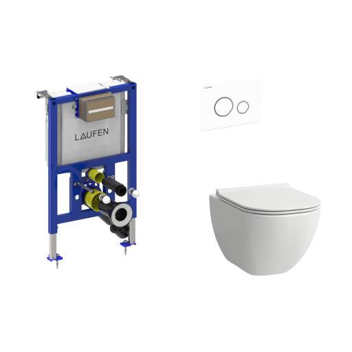 Laufen Basal vägghängt toalettpaket, utan spolkant, vit/vit