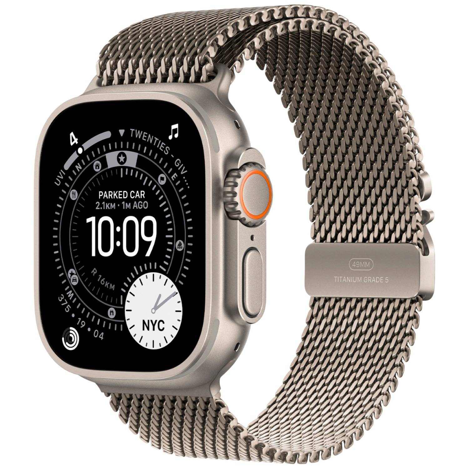 Apple Watch Ultra 3GPS + Cellular49mmNatural Titanium Natural Titanium Milanese Loop Small MEWW4 - Unisex - 49 mm - Smartklocka - Quartz med laddare - Svart (42/44/45/49 mm)