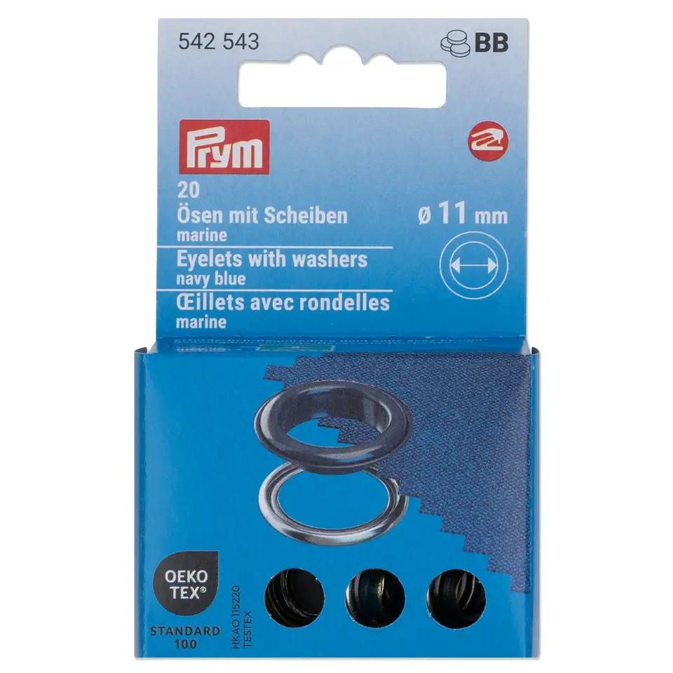 Prym Snøreringe/Sejlringe Ø11mm (Navy/sølv).