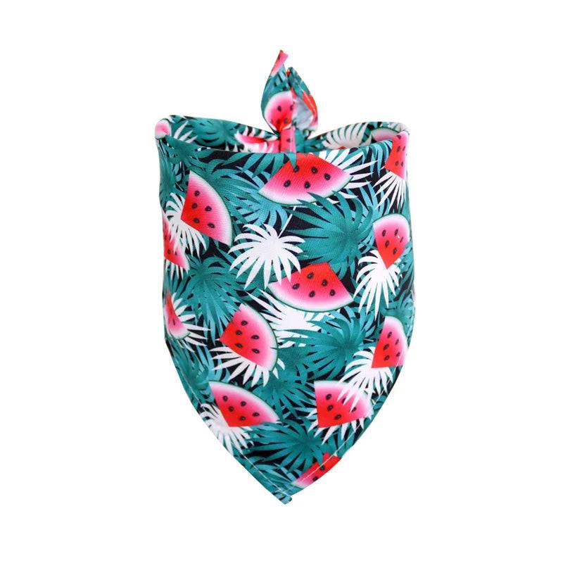 Tropical Print Pet Bandana for Dogs & Cats - Blue Watermelon / M-65x42x42cm / SPC (M-65x42x42cm)