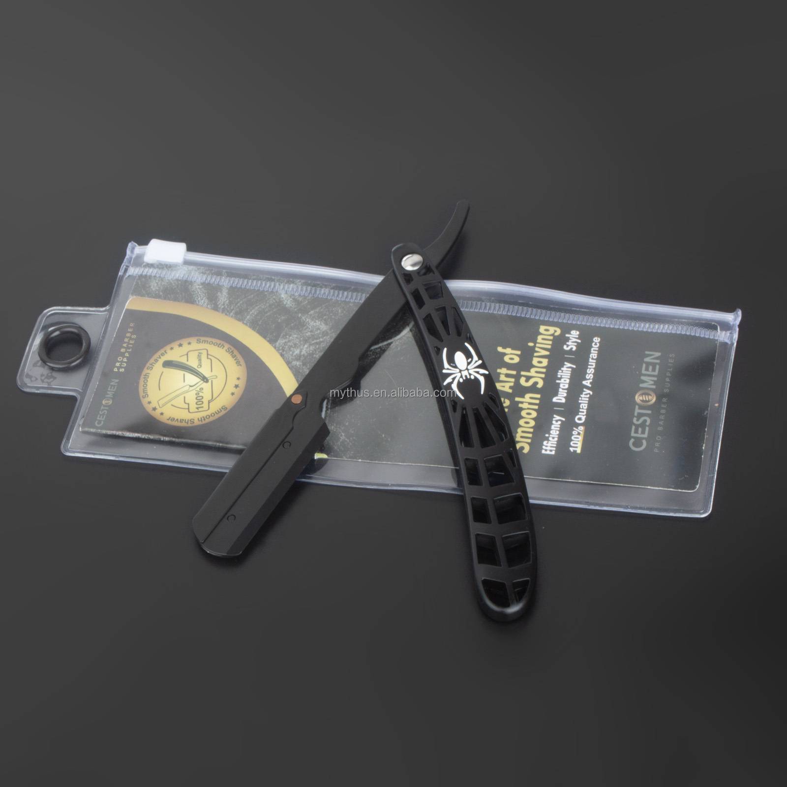 Mythus Barber Supply Oem Plastic Hotel Disposable Shaving Razor Folding Metal Straight Razor Disposable Razor Single Blade