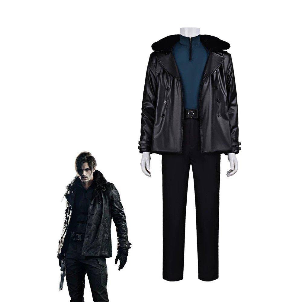 Resident Evil 9 Leon Cosplay Kostym Requiem Halloween Rollspelskläder cm svart