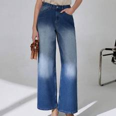 Elastiskt bälte med låg midja Vintage Wash Wideleg Jean - Mediumtvätt - 36,38,40,34