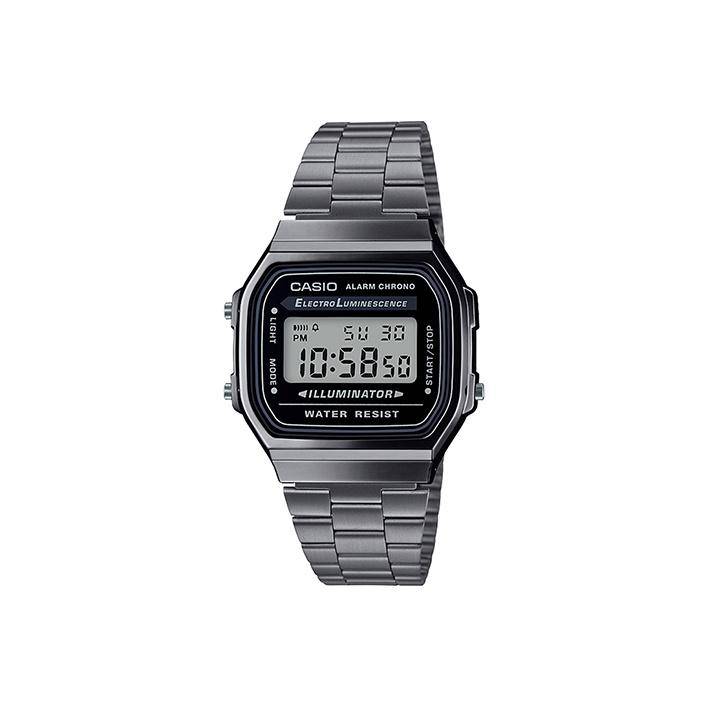 Casio Vintage Series A168 Retro Fyrkantig Vattentät Kvartsverk Rostfritt Stålarmband Klocka Herrklockor Svart A168WGG-1A