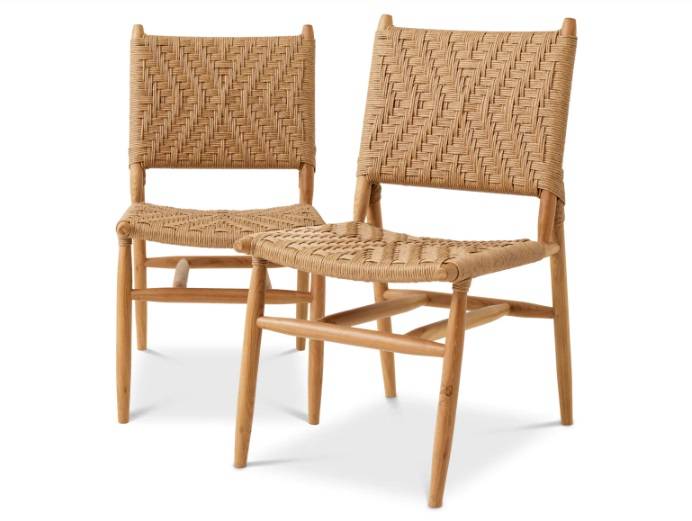 Utomhusmatstol Laroc i naturlig teak, set om 2-117385