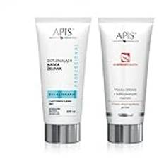 "APIS hudvårdsset: Gelmask med frystorkade hallon & Oxy O2 terapis oxiderande gelmask med aktivt syre – antioxidant ansiktsbehandling, 2 x 200 ml"