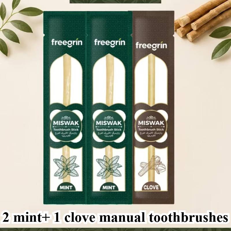 3pcs Arabic Brush Siwaak Dental Stick/traditional Teeth Cleaning Brush/fun Dental Stick, Teeth Care, Interdental Toothpick, Traditional Method, 2 Mint-flavored And 1 -flavored Manual Toothbrushes