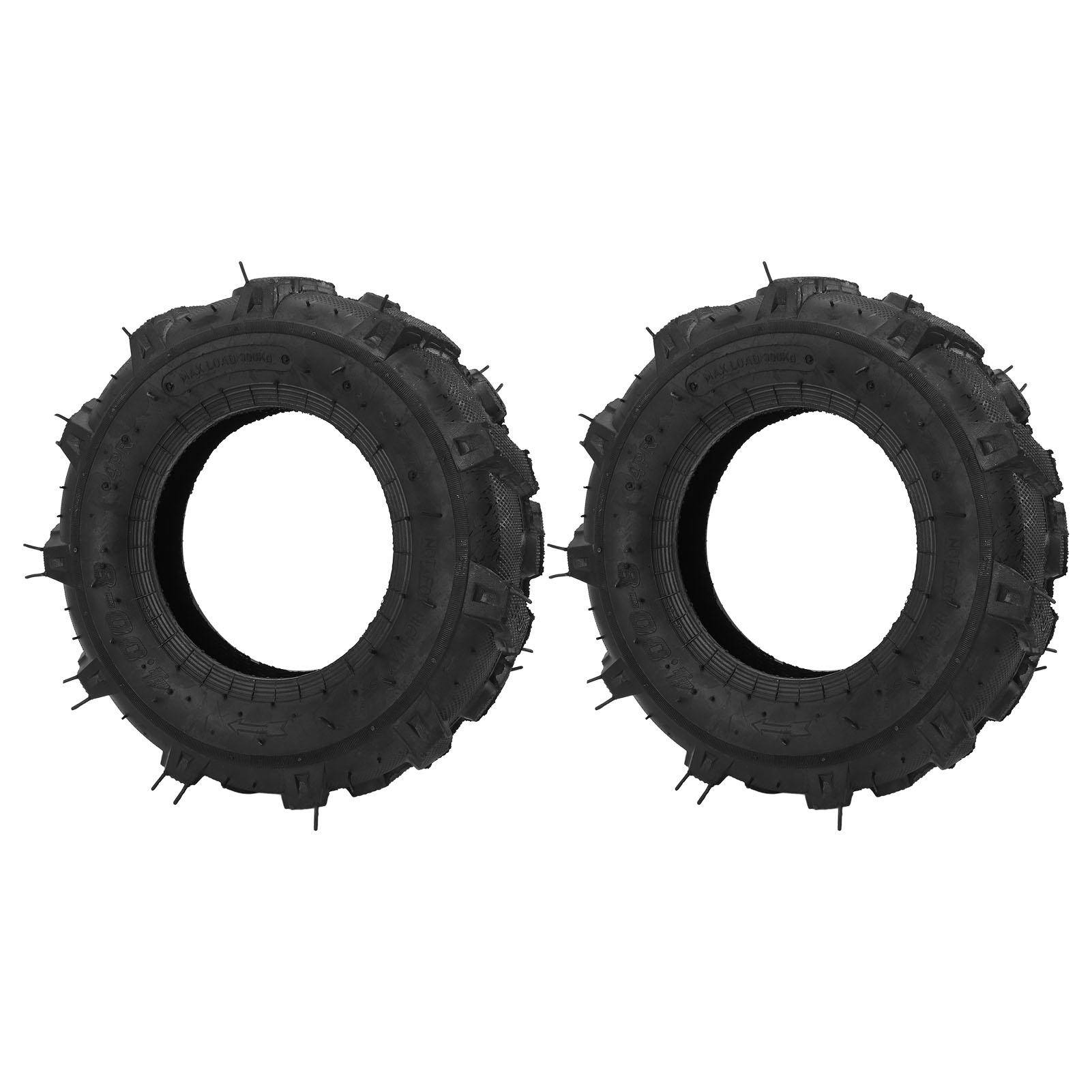 Set med 2 4.00 8 Slanglösa Däck 4 Lager 672 Lb Lastkapacitet Gummi Trädgårdstraktordäck för Jordfräs Dikningsmaskin Snöslunga