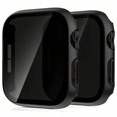 2st Svart Anti-Peeping Privacy Screen Protector klockfodral, fashionabelt ultratunt härdat glas, kompatibelt med Apple Watch 38/40/41/42/44/45/46/49 m - Svart*2 (38mm,40mm,44mm,Series 1/2/3 42mm,45mm,46mm,41mm,49 mm,Serie 10 42mm)
