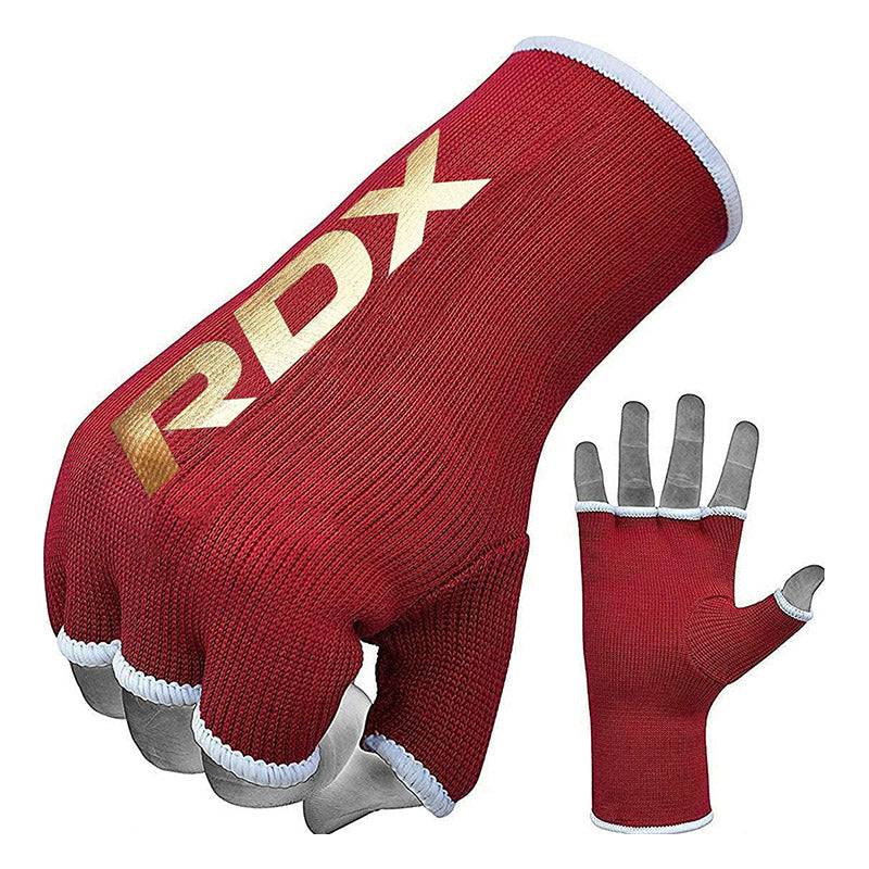 RDX HY Inner Gloves Elasticated Half Finger for Boxing, MMA Knuckle Protection OEKO-TEX® Standard 100 certified - Red / S (S)