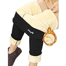 Yuson Girl Termoleggings för kvinnor, fodrade termiska stretchiga leggings, vinter, tjocka varma leggings, smala strumpbyxor, hög midja, fleece, plyschleggings för fitness, löpning, vandring, svart,