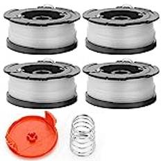 4-Pack Trimmer Coil with Lid and Spring for för Black Decker Grass Trimmer Wire Spool Set Spare Accessories, Replacement Coils with Coil Caps