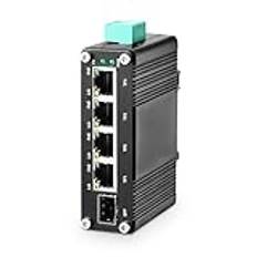 MokerLink 5-port Gigabit industriell solcell PoE UPS-brytare, DC12v-48v ingång till dc48v utgång, ieee802.3af/at PoE, Mini, ip40 ohanterad (-40 till 185 °f), 10 Gbps kapacitet