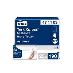 Håndklædeark 471103 Tork Xpress H2 N93330 H2 Univ. 2 lags 3800 stk (190x20)