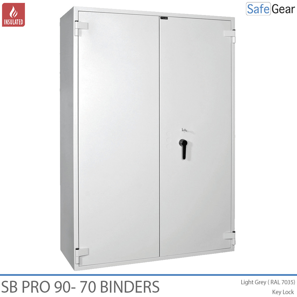 SB Pro 90 - Brandsikkert dokumentskab (70 Ringbind) - Lysegrå - Dobbeltdør- Kodelås MLBR5010.