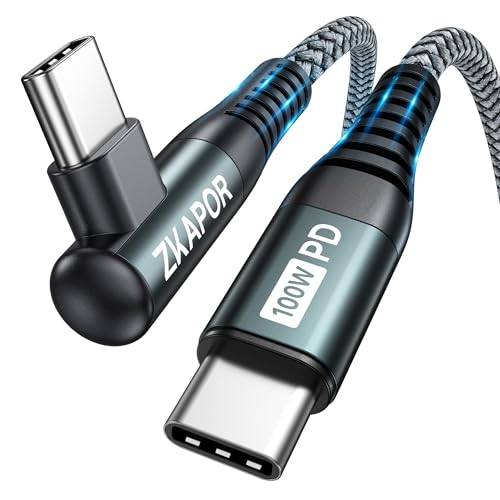 ZKAPOR 100W USB C till USB C-kabel Lång 2M PD 5A USB C-kabel Rätvinklig