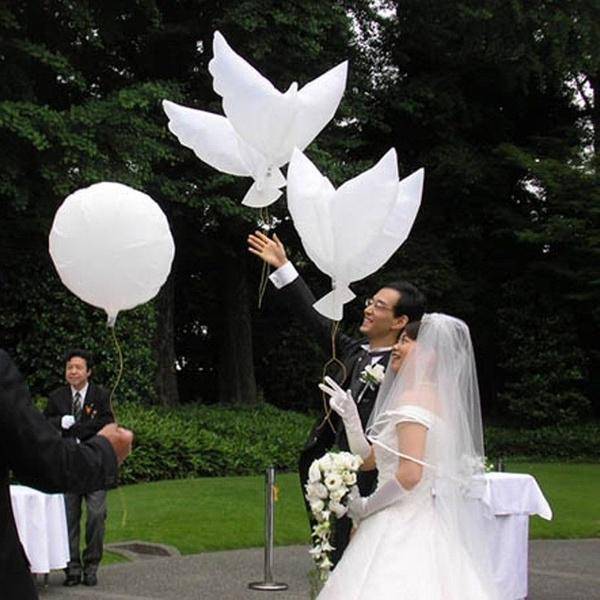 Newcomdigi White Dove Birds Bröllopsballonger Fest Memorial Ceremoni Födelsedagsdekoration white