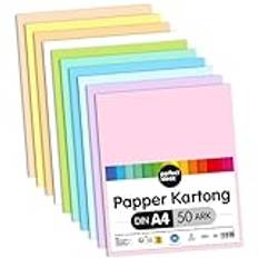 Perfect Ideaz 50 A4 Pastellfärgad Fotokartong, Pysselpapper, 10 Olika Light-Färger, 300 g/m², Tonpapper för Pyssel, Uppsättning Med Färgade Ark för DIY