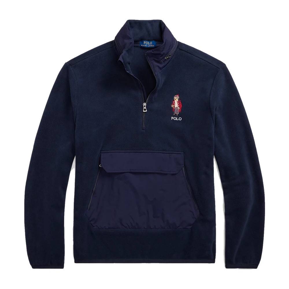 Polo Ralph Lauren, Jackor , Herr, L, Polyester, Hybrid Fleece Hoodie med Polo Bear