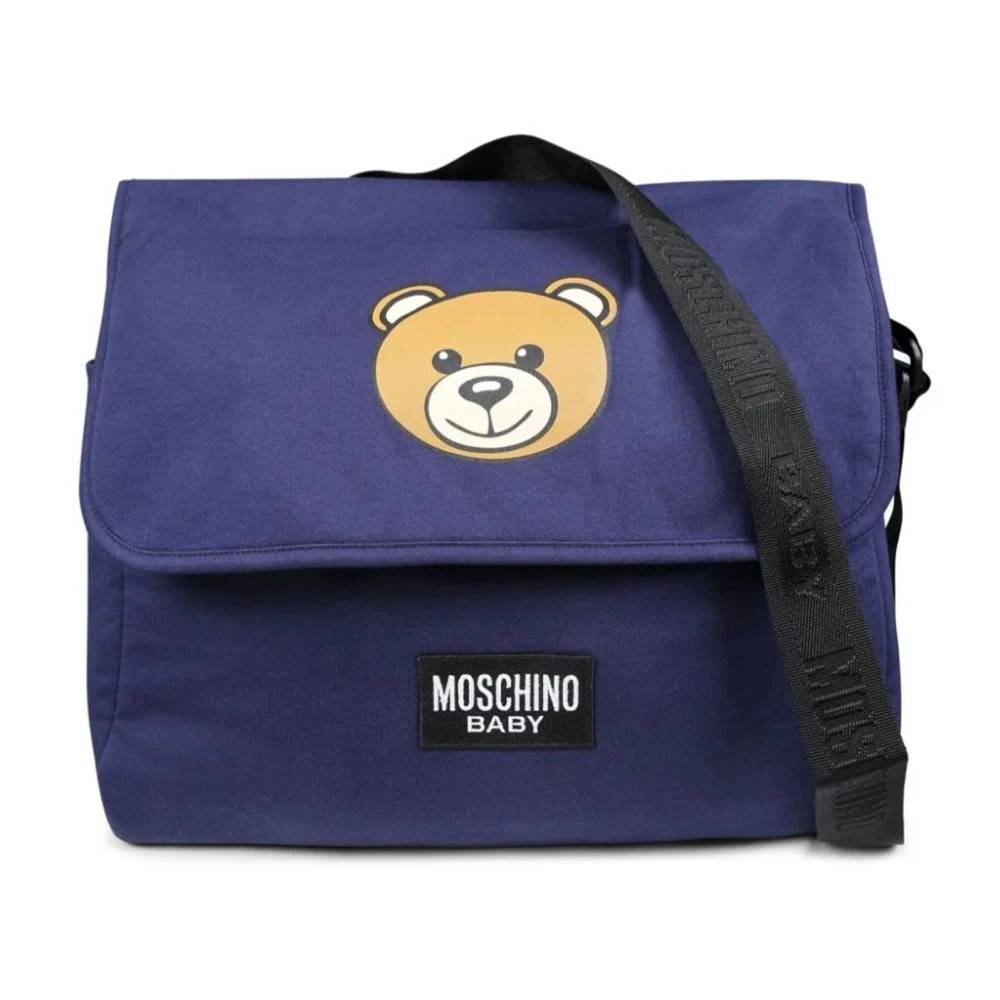 Moschino Mom Bag med puslemadras- teddyprint - Home - unisex - Blå - ONE SIZE - Bomuld
