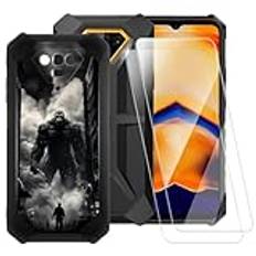 ESACMOT Monstermönster fodral kompatibelt med Ulefone Armor X13 + [2-pack] skärmskydd härdat glas, stöttåligt fodral för Ulefone Armor X13 (5,5 tum)