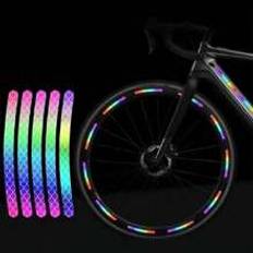 20pcs Rainbow Waterproof Reflective Stickers Bike Accessories, Luminous Reflective Strips For Bicycle Wheels, Car Tires And Night Riding