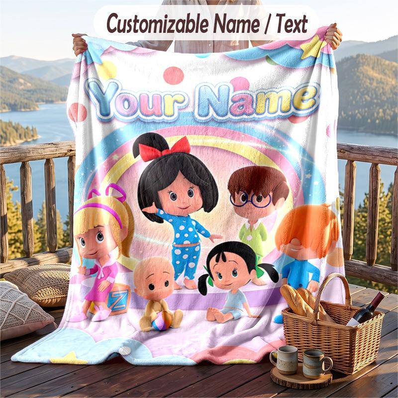 Cleo & Cuquín Flannel Blanket, Personalized Custom Name Text, Soft Warm Plush Throw Blanket For Gift