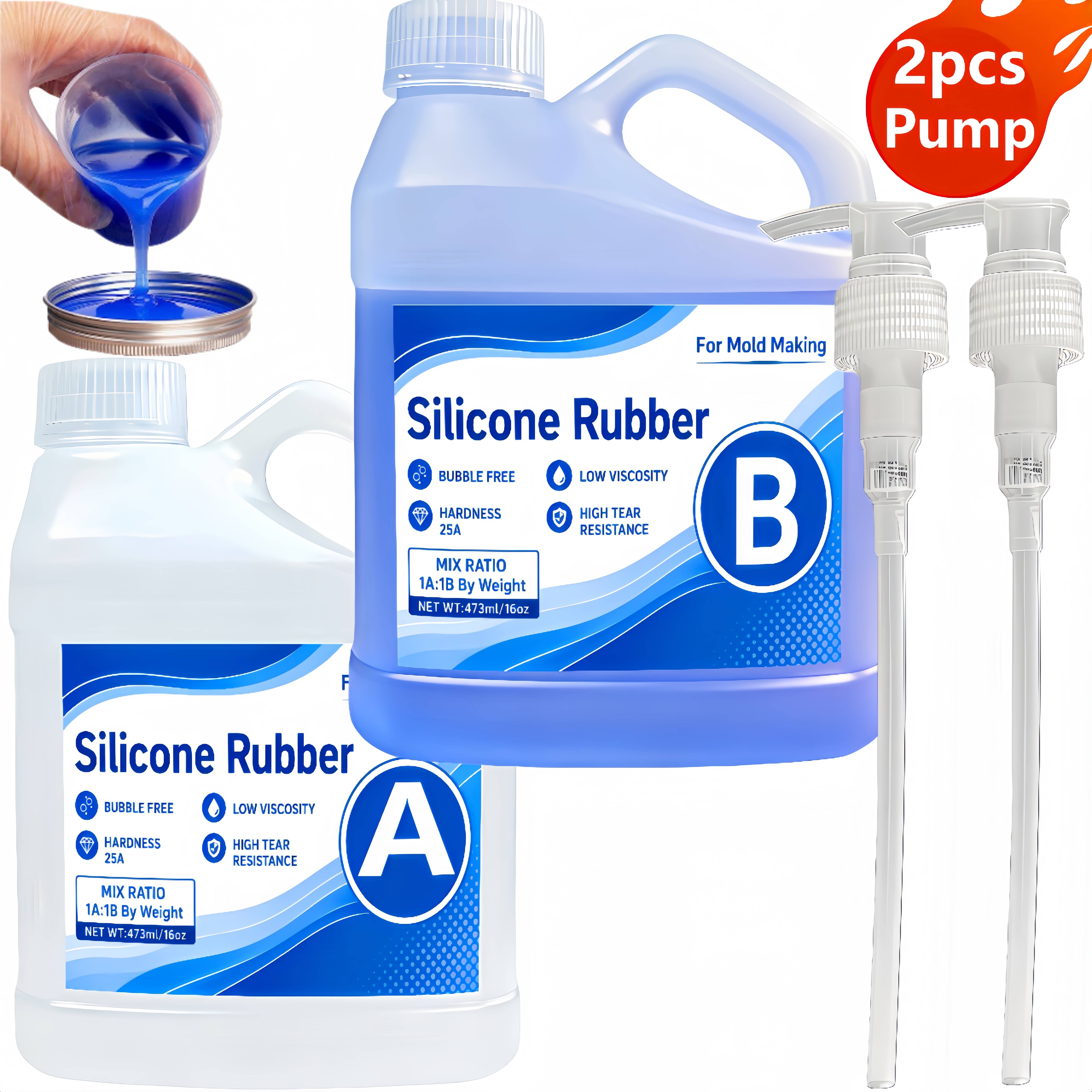Blue Fast Cure Elastic Liquid Silicone Kit, DIY Rubber for Resin, Candle, Soap & Sculpture Cast Molds, Hand Molding Supply