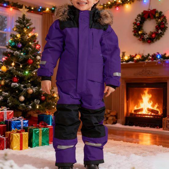 Skidoverall för barn i ett stycke Vattentät Vindtät Snödräkt Rivtålig Varmt Korallfleecefoder Vinter Utomhus Overall för Pojkar Flickor Snowboard 140c