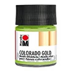 Marabu 12640005762 – metallisk effektfärg, Colorado guld metallic ljusgrön 50 ml, vattenbaserad, ljusäkta, väderbeständig, snabbtorkande, för pensel och prickar på sugande underlag