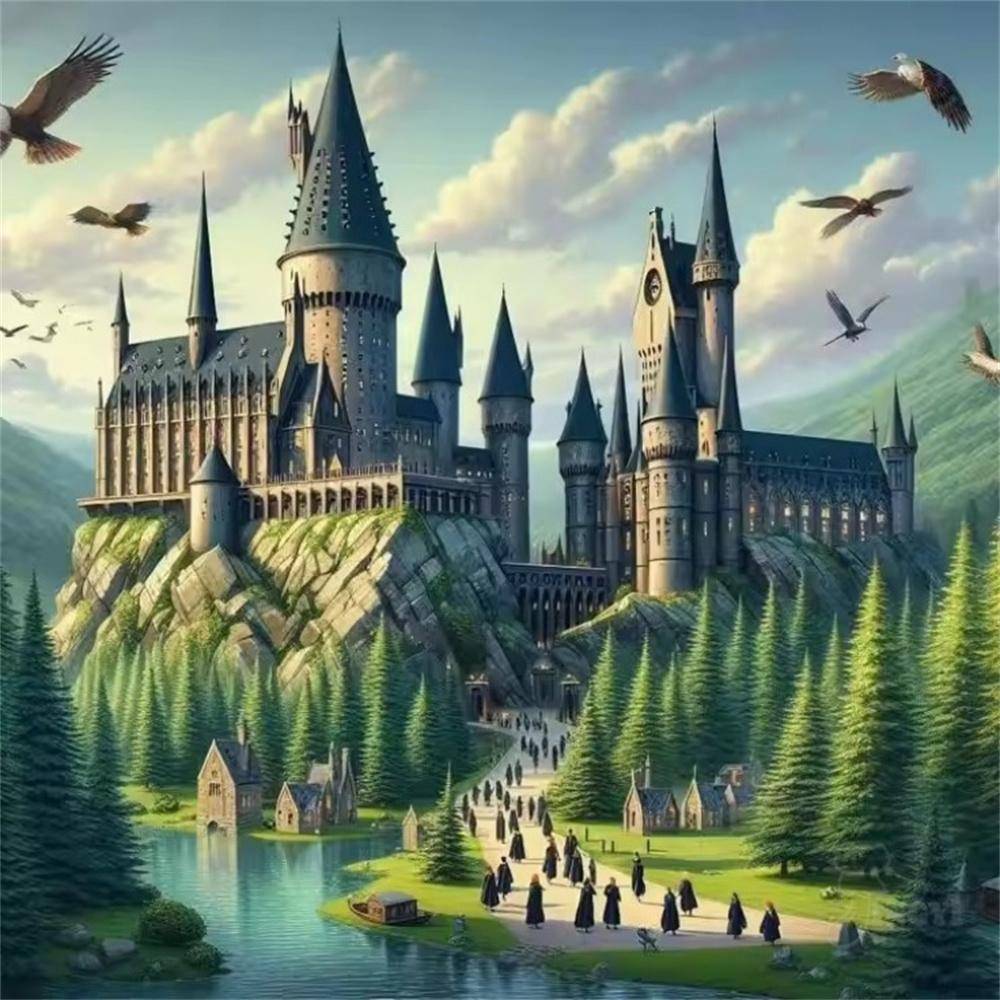 Nytt Harry Potter Magiska Tåg 5D DIY Diamantmålning Full Borr Magiska Skolan Affisch Korsstygn Potter Konst Mörk Akademisk Round 20x20cm