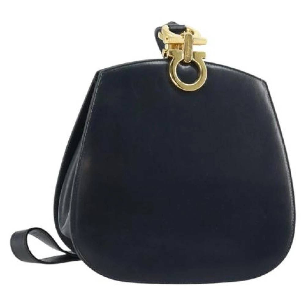 Salvatore Ferragamo Pre-owned Pre-owned Læder Skuldertaske - Vintage - Dame - Blå - ONE SIZE - Uld