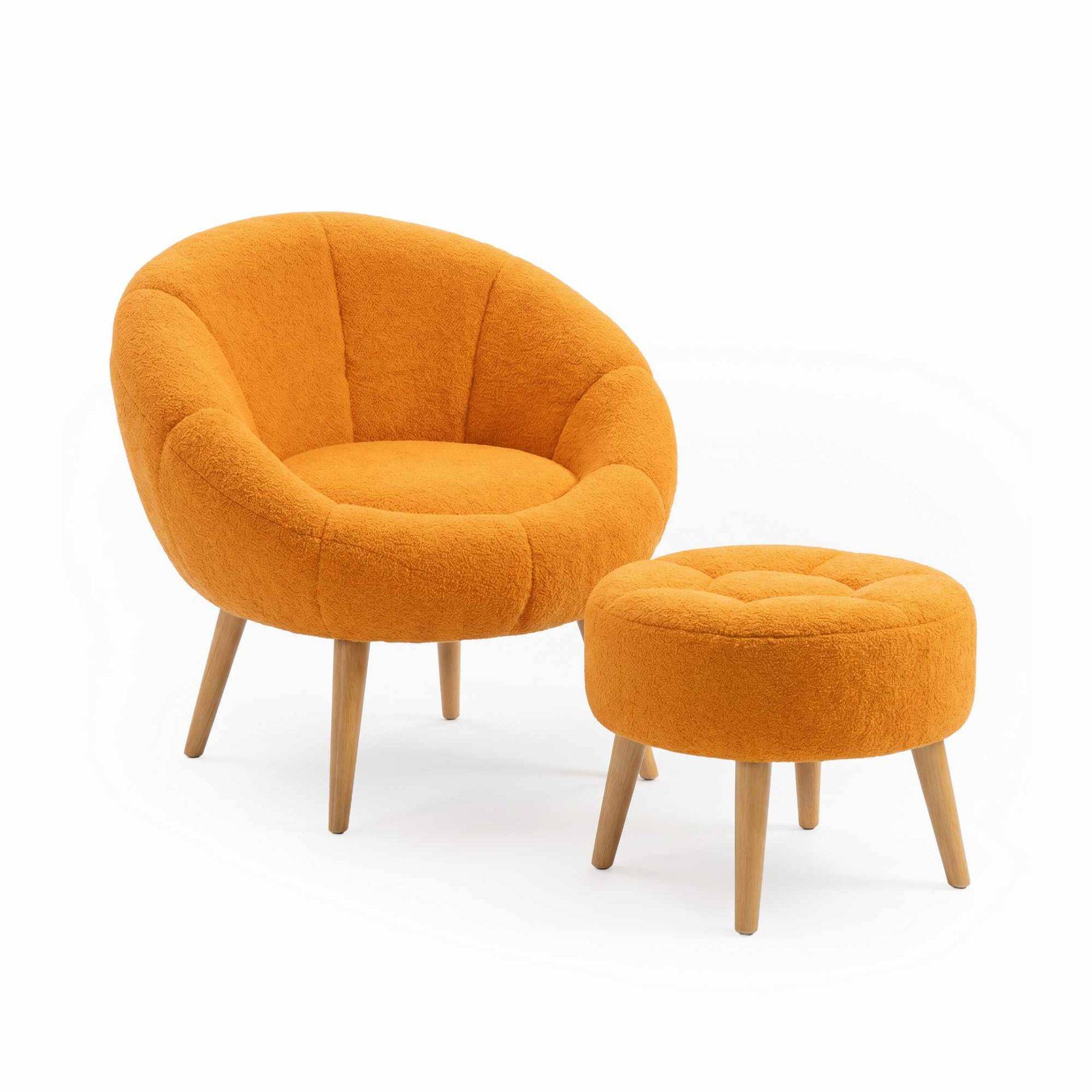 Øreklapstol- og pufsæt (2 dele) Atelier Del Sofa Lida (75 x 100 x 42 cm) Orange