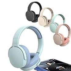 LiLiLiTok Bluetooth-hörlurar över örat, trådlösa hörlurar med mikrofon och ljudkabel, hopfällbara hörlurar brusreducerande trådlöst headset för telefoner/iPad/bärbara datorer/PC (blå)