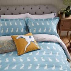 Joules Blockprint Dogs Kingsize Duvet Cover Set, Blue