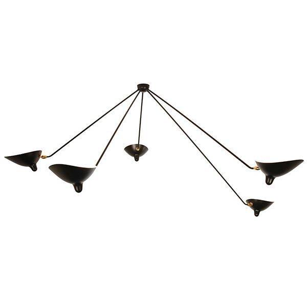 Plafonnier Araigne 5 Loftlampe Sort & Messing Fikseret.