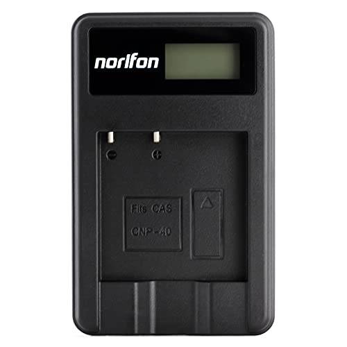 Norifon NP-40 LCD USB-laddare för Casio Exilim EX-FC100, EX-FC150, EX-Z400, Exilim Zoom EX-Z100, EX-Z1000, EX-Z1050, EX-Z1080, EX-Z1200, EX-Z200, EX-Z300, EX-Z40, EX-Z450 Kamera och Mer