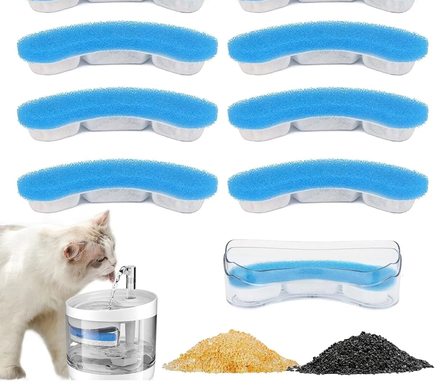 Pet Water Fountain Replacement Filters - WF050 & WF100 - SKY BLUE / 8PC (8PC)