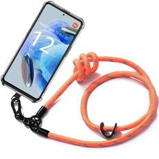 Cord case for xiaomi redmi note 12 pro 5g transparent shockproof protection with removable robust cord orange