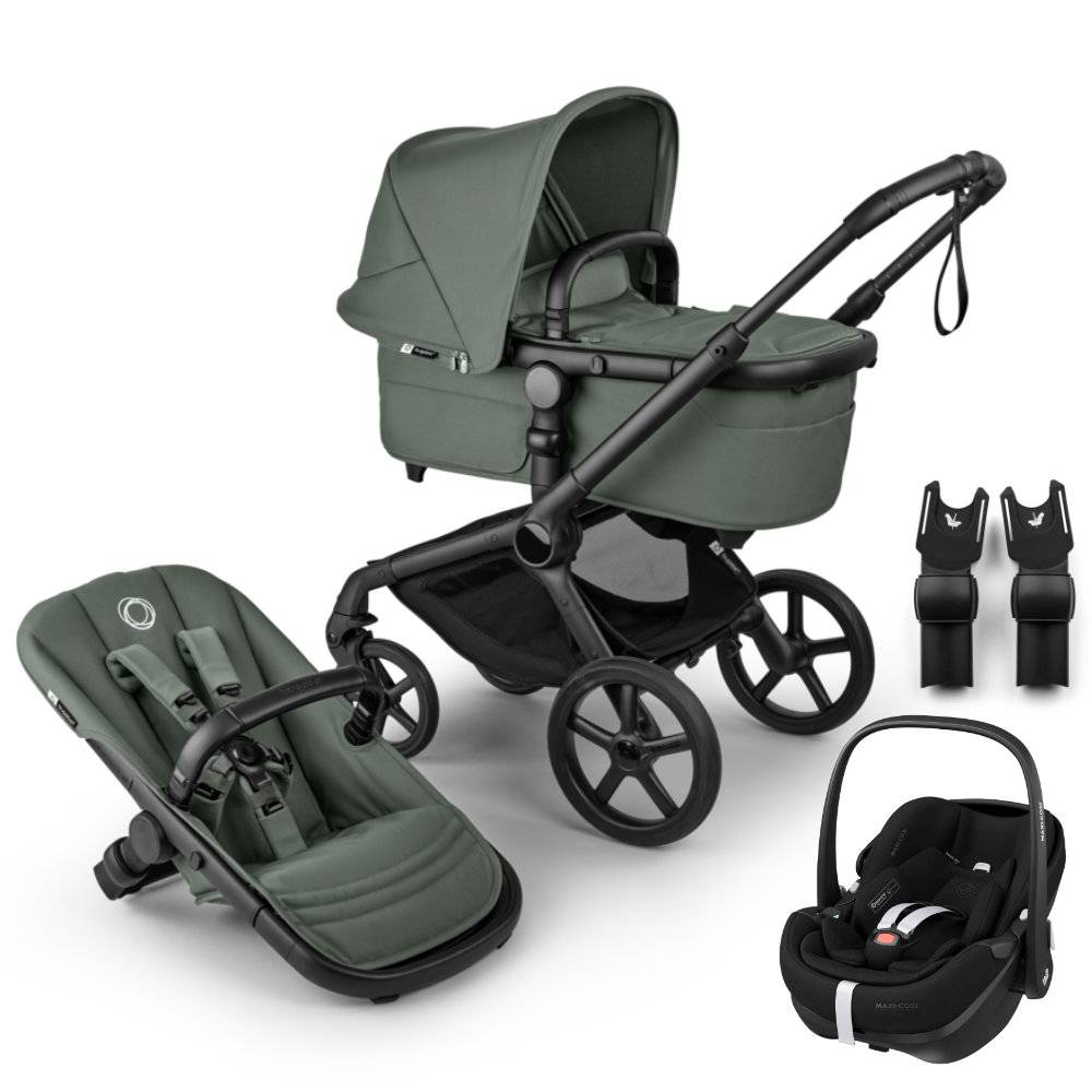 Bugaboo Fox 5 Renew Stroller Set 3 in 1 incl. Maxi Cosi Pebble 360 Pro2 - Black / Forest Green