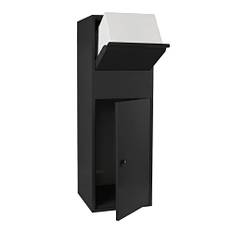 Wiltec Markpostlåda svart 460 x 450 x 1400 mm, paketlåda för postmottagning hemma för paket i storlek S och L brevlåda med paketlucka