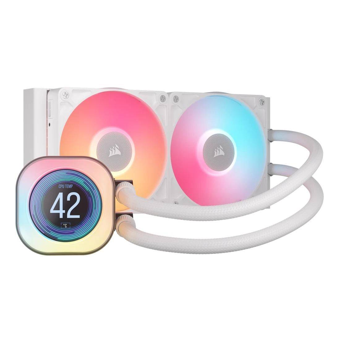iCUE LINK TITAN 240 RX LCD AIO Kylare (vit) 240mm, AM4/5, LGA 1851/1700, 300 - 2100 RPM �10%