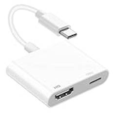 USB-C till dubbel HDMI-adapter, stöder USB-C-multiport-adapter, HDMI-till USBC-1080P-4K-omvandlare, kompatibel med Thunderbolt 3/4-portar, för MacBook Pro Air iPad Chromebook XPS Acer HP Dell